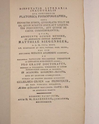 Platonica prosopographia, sive expositio judicii, quod Plato tulit de iis, qui in scriptis ipsius aut loquentes inducuntur, aut quavis de causa commemorantur.